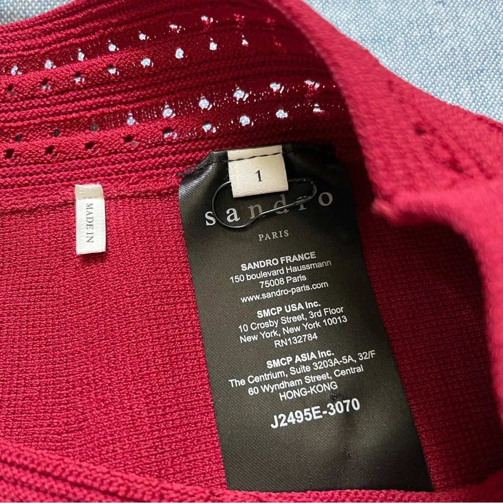 Sandro Circle Scallop Skirt Size 1 in Red - Picture 5 of 6